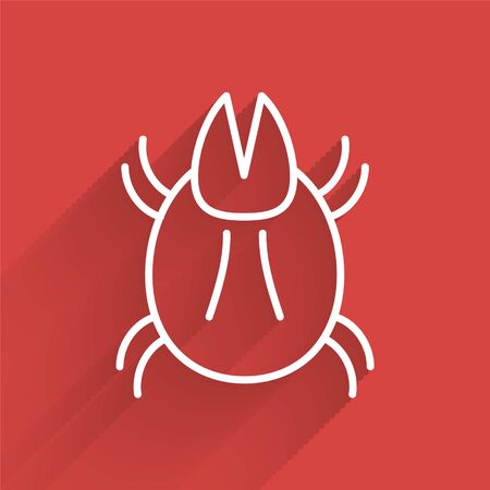 White line Parasite mite icon isolated with long shadow. Vector Illustrationのイラスト素材
