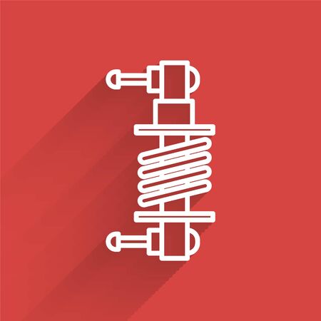 White line Shock absorber icon isolated with long shadow. Vector Illustrationのイラスト素材