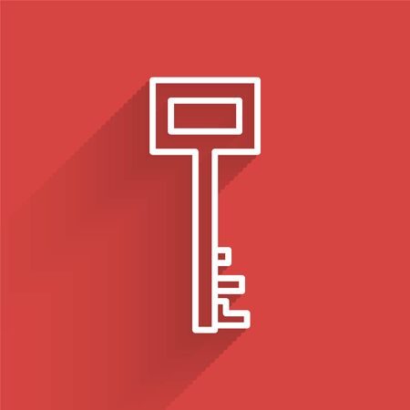 White line Pirate key icon isolated with long shadow. Vector Illustrationのイラスト素材