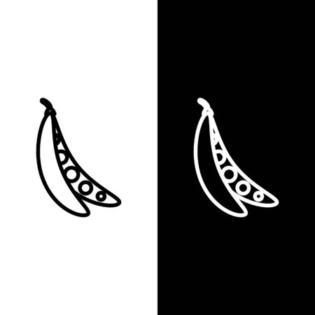 Set line Kidney beans icon isolated on black and white background. Vector Illustrationのイラスト素材