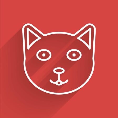White line Pet icon isolated with long shadow. Vector Illustrationのイラスト素材