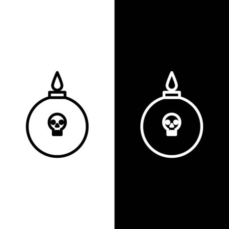 Set line Bomb ready to explode icon isolated on black and white background. Vector Illustrationのイラスト素材