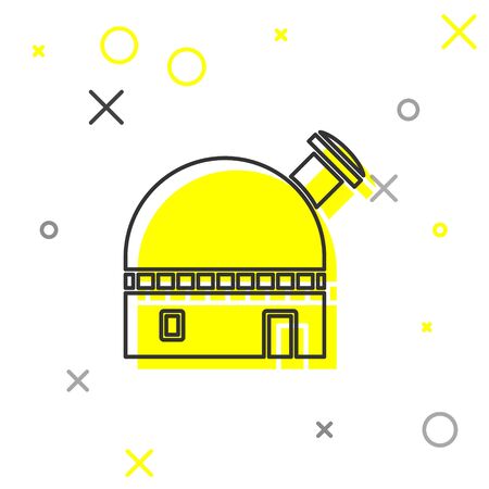 Grey line Astronomical observatory icon isolated on white background. Vector Illustrationのイラスト素材