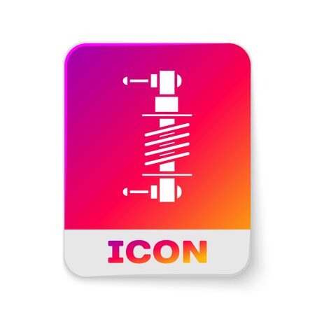 White Shock absorber icon isolated on white background. Rectangle color button. Vector Illustrationのイラスト素材