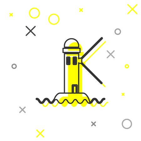Grey line Lighthouse icon isolated on white background. Vector Illustrationのイラスト素材