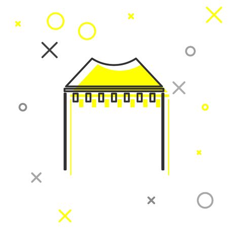 Grey line Camping tent icon isolated on white background. Carnival camping tent. Amusement park. Vector Illustrationのイラスト素材