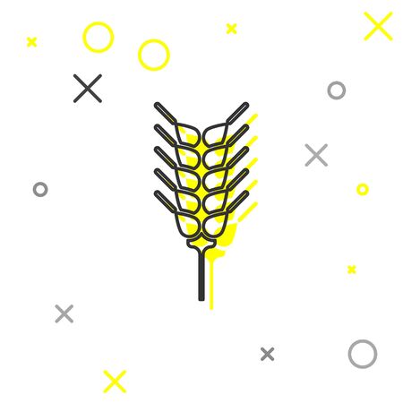 Grey line Cereals set with rice, wheat, corn, oats, rye, barley icon isolated on white background. Ears of wheat bread symbols. Vector Illustrationのイラスト素材