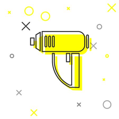 Grey line Electric industrial dryer icon isolated on white background. Vector Illustrationのイラスト素材