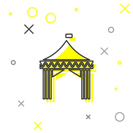 Grey line Camping tent icon isolated on white background. Carnival camping tent. Amusement park. Vector Illustrationのイラスト素材