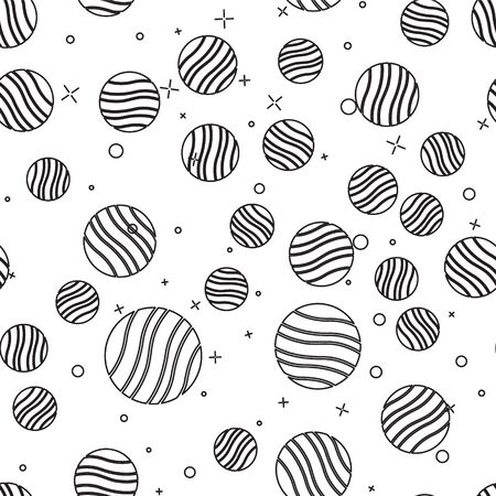 Black line Planet Jupiter icon isolated seamless pattern on white background. Vector Illustrationのイラスト素材