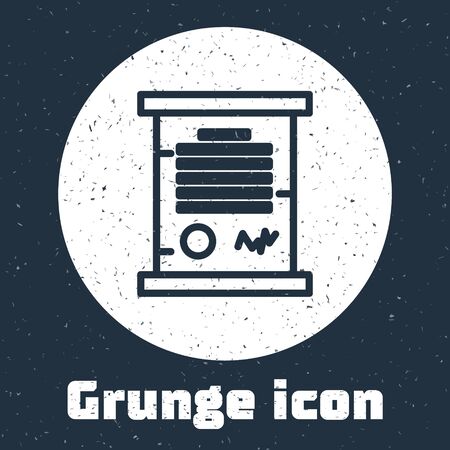 Grunge line Decree, paper, parchment, scroll icon icon isolated on grey background. Monochrome vintage drawing. Vector Illustrationのイラスト素材