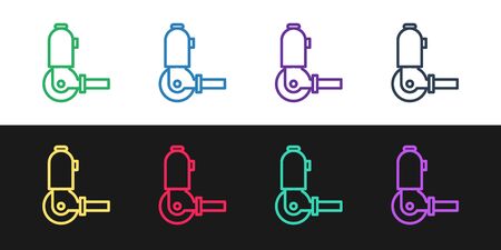 Set line Angle grinder icon isolated on black and white background. Vector Illustrationのイラスト素材