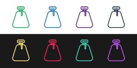 Set line Pirate sack icon isolated on black and white background. Vector Illustrationのイラスト素材