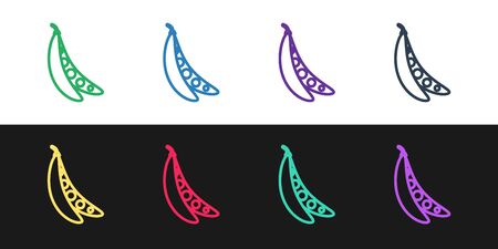 Set line Kidney beans icon isolated on black and white background. Vector Illustrationのイラスト素材