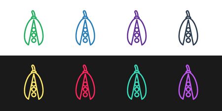 Set line Kidney beans icon isolated on black and white background. Vector Illustrationのイラスト素材