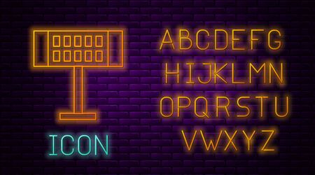Glowing neon Electric heater icon Glowing neon Electric heater icon