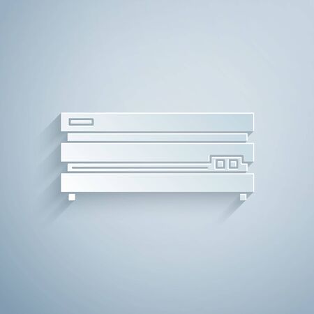 Paper cut Video game console icon isolated on grey background. Paper art style. Vector Illustrationのイラスト素材