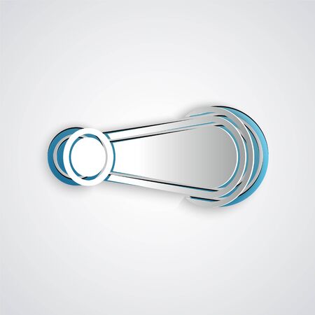 Paper cut Car door handle icon isolated on grey background. Paper art style. Vector Illustrationのイラスト素材