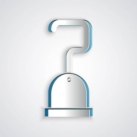 Paper cut Pirate hook icon isolated on grey background. Paper art style. Vector Illustrationのイラスト素材