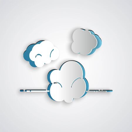 Paper cut Dust icon isolated on grey background. Paper art style. Vector Illustrationのイラスト素材