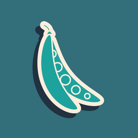 Green Kidney beans icon isolated on blue background. Long shadow style. Vector Illustrationのイラスト素材