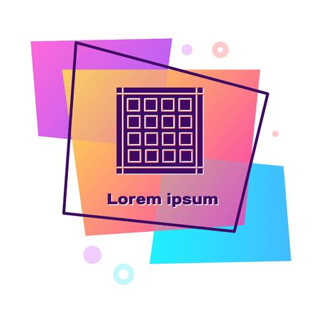Purple Checkered napkin icon isolated on white background. Color rectangle button. Vector Illustrationのイラスト素材