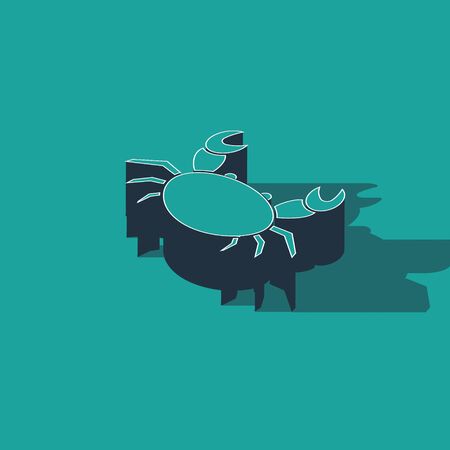 Isometric Crab icon isolated on green background. Vector Illustrationのイラスト素材