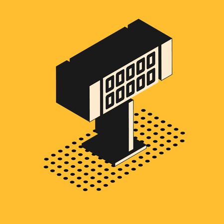 Isometric Electric heater icon isolated on yellow background. Infrared floor heater with remote control. House climate control. Vector Illustrationのイラスト素材