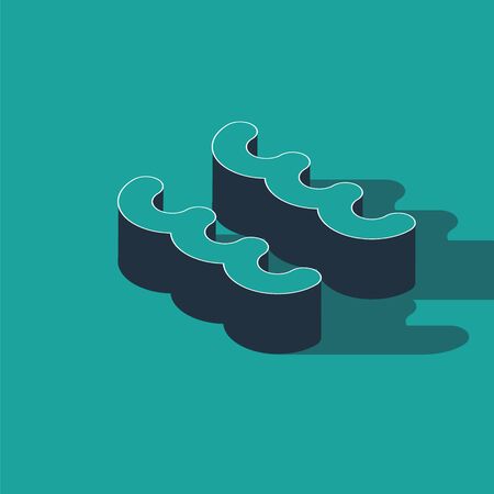 Isometric Aquarius zodiac sign icon isolated on green background. Astrological horoscope collection. Vector Illustrationのイラスト素材