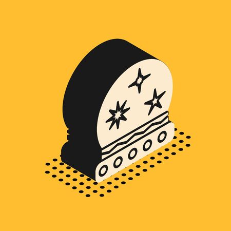 Isometric Magic ball icon isolated on yellow background. Crystal ball. Vector Illustrationのイラスト素材