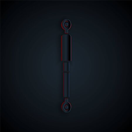 Paper cut Shock absorber icon isolated on black background. Paper art style. Vector Illustrationのイラスト素材