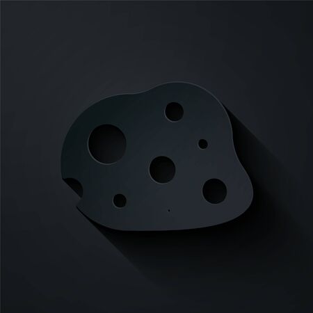 Paper cut Asteroid icon isolated on black background. Paper art style. Vector Illustrationのイラスト素材