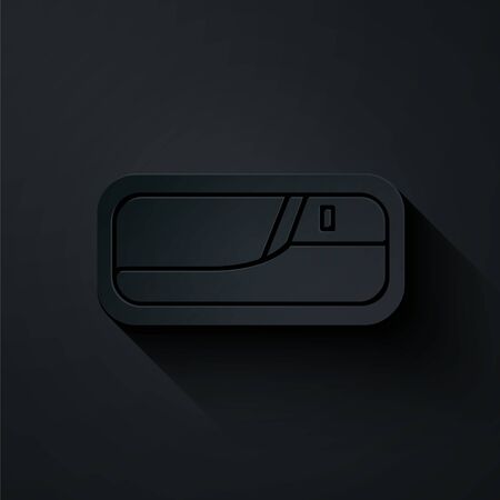 Paper cut Car door handle icon isolated on black background. Paper art style. Vector Illustrationのイラスト素材