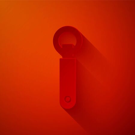 Paper cut Bottle opener icon isolated on red background. Paper art style. Vector Illustrationのイラスト素材