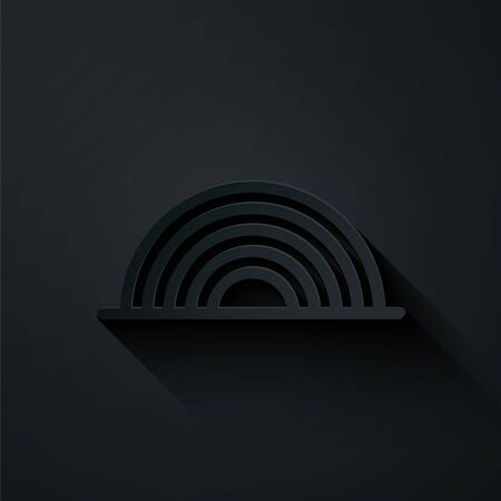 Paper cut Rainbow icon isolated on black background. Paper art style. Vector Illustrationのイラスト素材