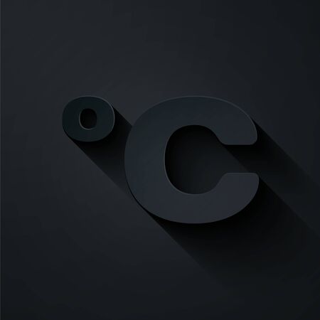Paper cut Celsius icon isolated on black background. Paper art style. Vector Illustrationのイラスト素材