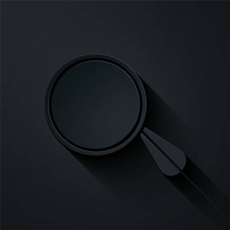 Paper cut Car mirror icon isolated on black background. Paper art style. Vector Illustrationのイラスト素材