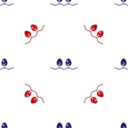 Blue and red Plant icon isolated seamless pattern on white background. Vector Illustrationのイラスト素材