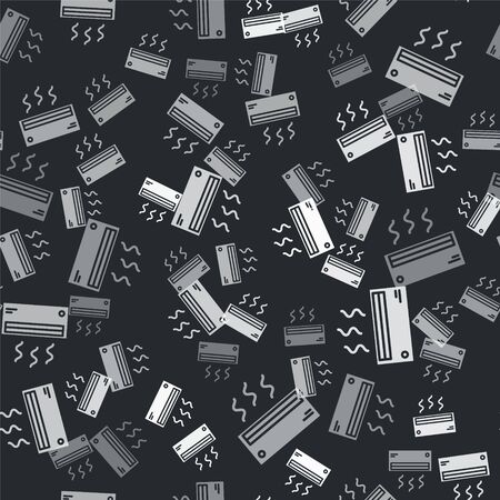 Grey Air conditioner icon isolated seamless pattern on black background. Split system air conditioning. Cool and cold climate control system. Vector Illustrationのイラスト素材