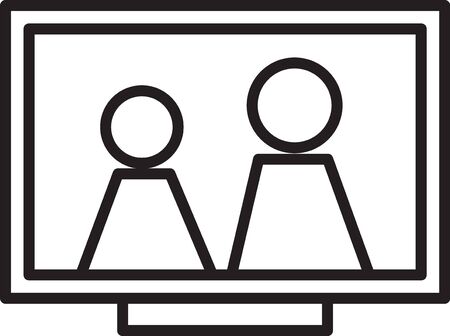 Black line Picture frame on table icon isolated on white background.  Vector Illustrationのイラスト素材