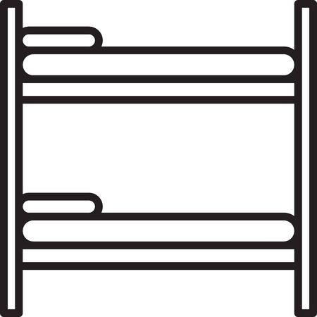 Black line Bunk bed icon isolated on white background. Vector Illustrationのイラスト素材