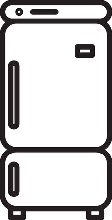 Black line Refrigerator icon isolated on white background. Fridge freezer refrigerator. Household tech and appliances. Vector Illustrationのイラスト素材