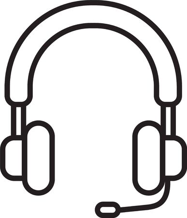 Black line Headphones icon isolated on white background. Earphones. Concept for listening to music, service, communication and operator. Vector Illustrationのイラスト素材
