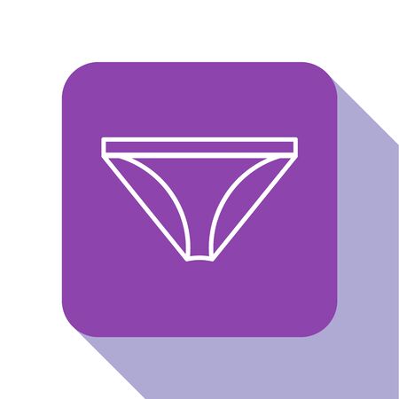 White line Men underpants icon isolated on white background. Man underwear. Purple square button. Vector Illustrationのイラスト素材