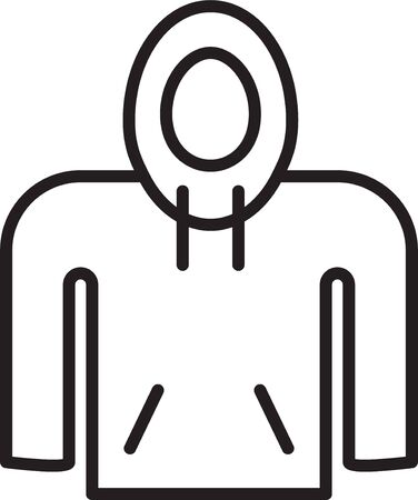 Black line Hoodie icon isolated on white background. Hooded sweatshirt. Vector Illustrationのイラスト素材