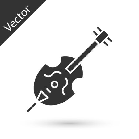 Grey Violin icon isolated on white background. Musical instrument.  Vector Illustrationのイラスト素材