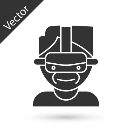 Grey Virtual reality glasses icon isolated on white background. Stereoscopic 3d vr mask. Vector Illustrationのイラスト素材