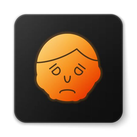 Orange glowing neon Inflammation on face icon isolated on white background. Black square button. Vector Illustrationのイラスト素材