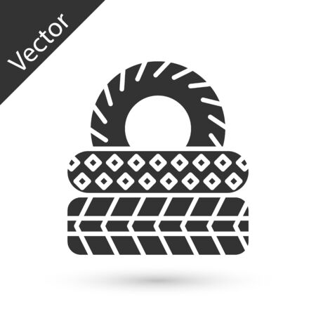 Grey Car tire icon isolated on white background. Vector Illustrationのイラスト素材