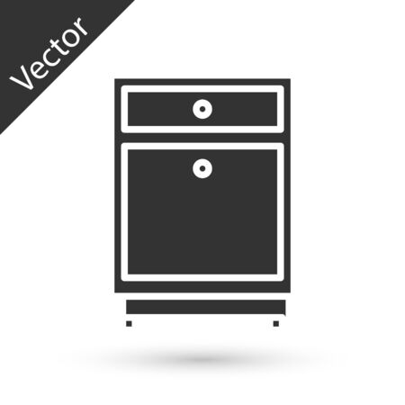 Grey Furniture nightstand icon isolated on white background. Vector Illustrationのイラスト素材